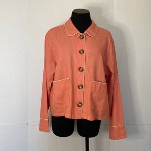 Kensie Linen Blend Jacket ,Button Down Long Sleeve. Size Large.